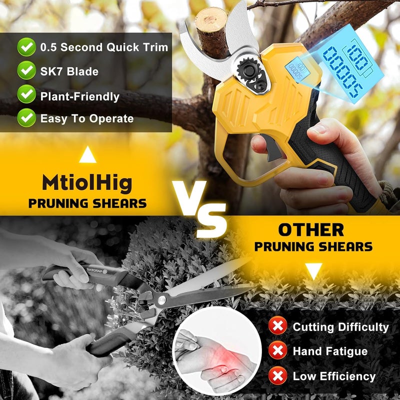 MtiolHig Cordless Electric Pruning Shears: 1.5-2 Inch Portable Pruning Shears Compatible with DeWalt 20V Battery (No Battery) - Garden Pruners Tool with LCD Display & SK7 Blades - Image 5
